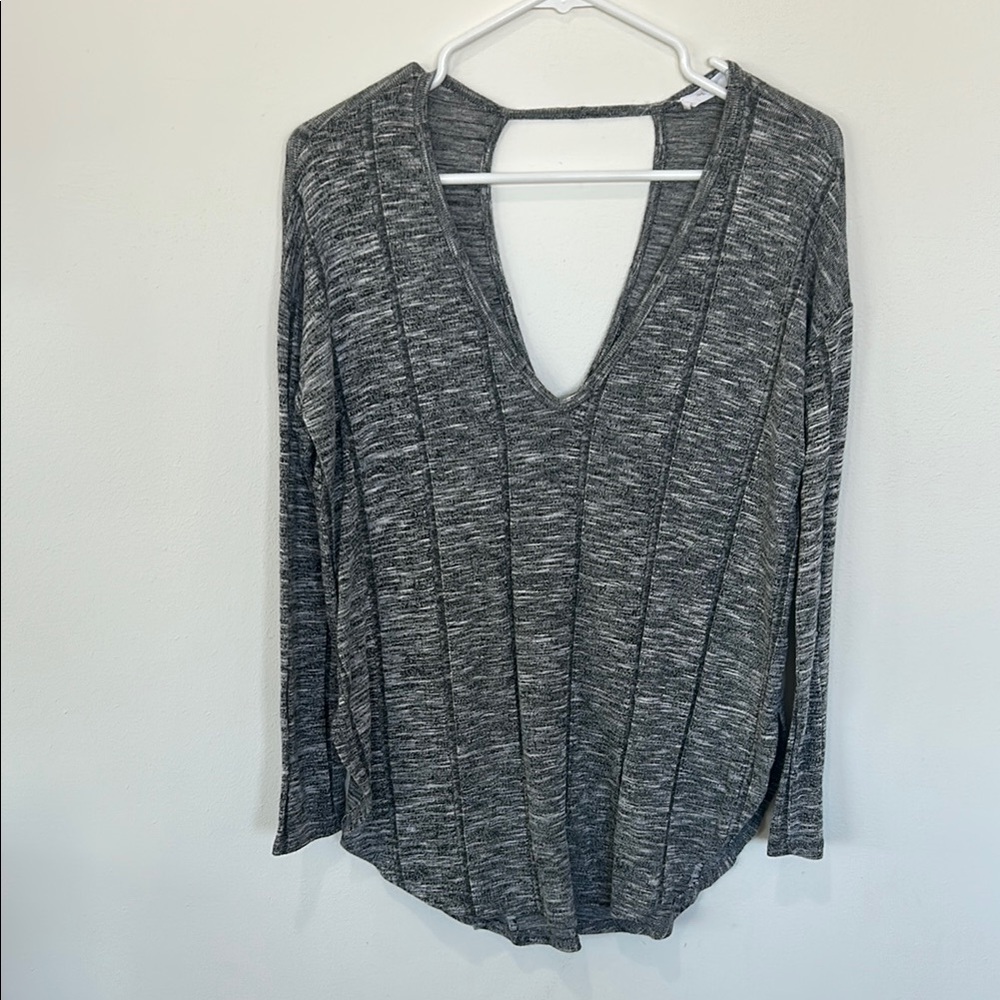 Gray V-Neck Women's Top